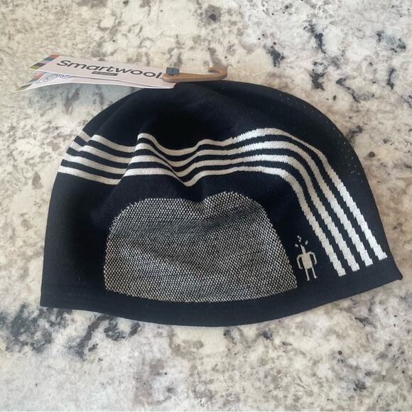 Smartwool Intraknit‎ Thermal Max Black White Beanie Unisex NWT - Picture 1 of 7